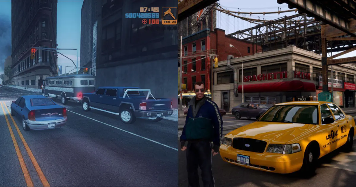 GTA IIIとGTA IVの比較イメージ
