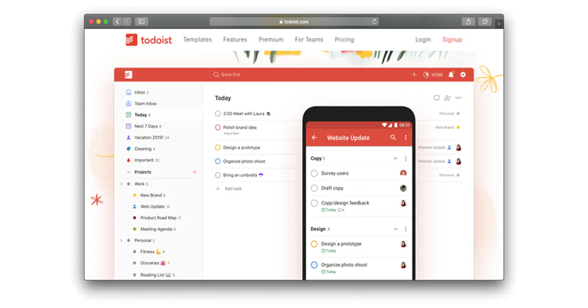 Todoist dashboard on multiple devices