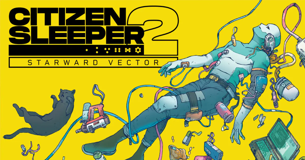 Arte conceitual de Citizen Sleeper 2: Starward Vector, com estação espacial sombria