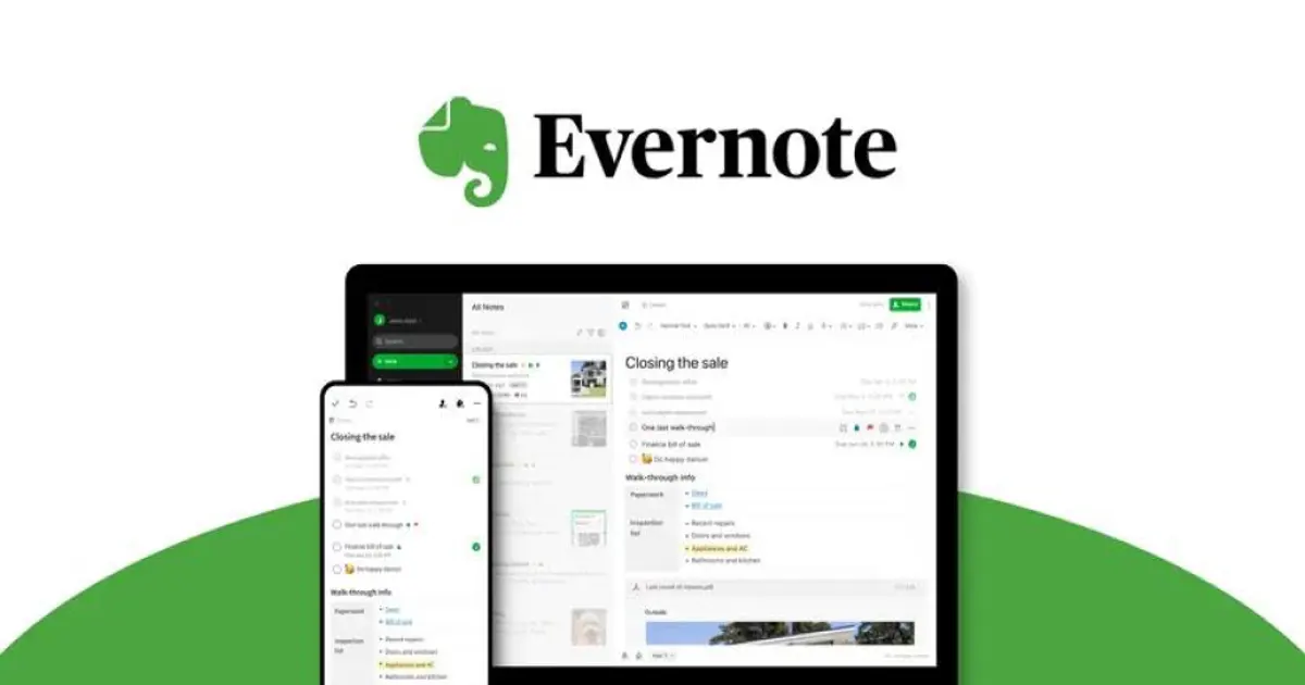 Application Evernote, gestion classique des notes