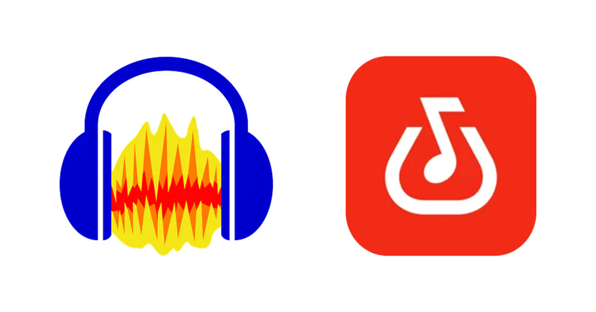 Audacity und BandLab Logos auf einem Bildschirm