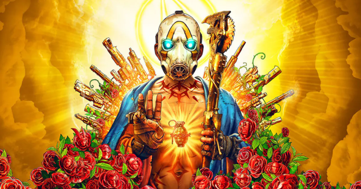 Borderlands 3（2019年）のカバーアートは、シリーズ独自の明るくコミカルなビジュアルとユーモアを象徴