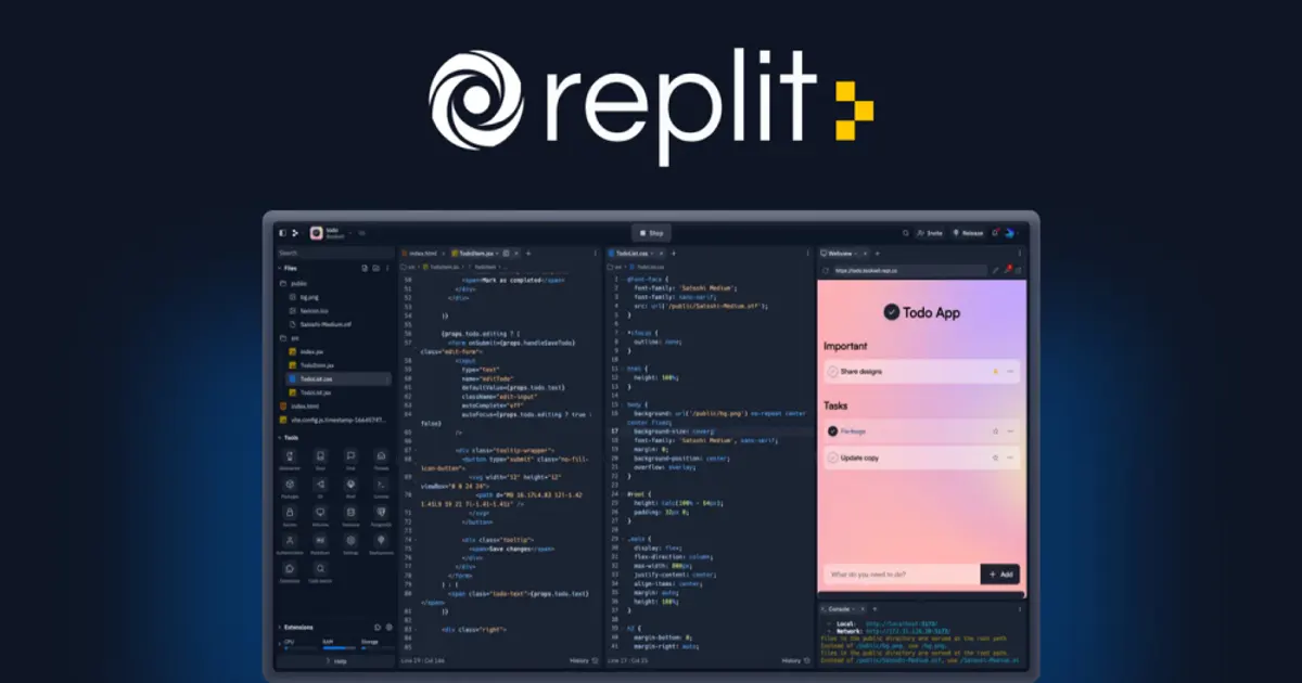 Replit bulut geliştirme ortamı arayüzü