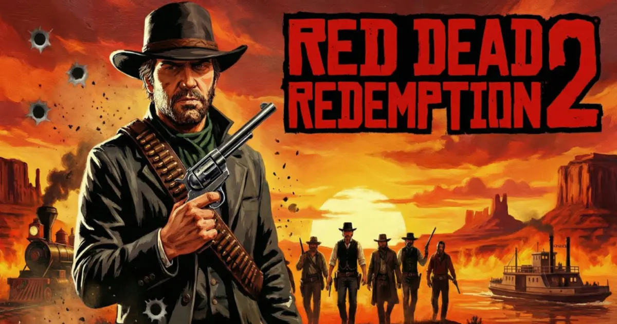 Red Dead Redemption 2 artwork with Arthur Morgan