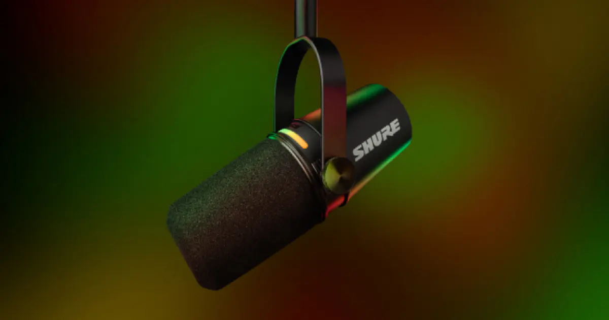 Shure MV7+ microphone with hybrid USB-C and XLR connectivity