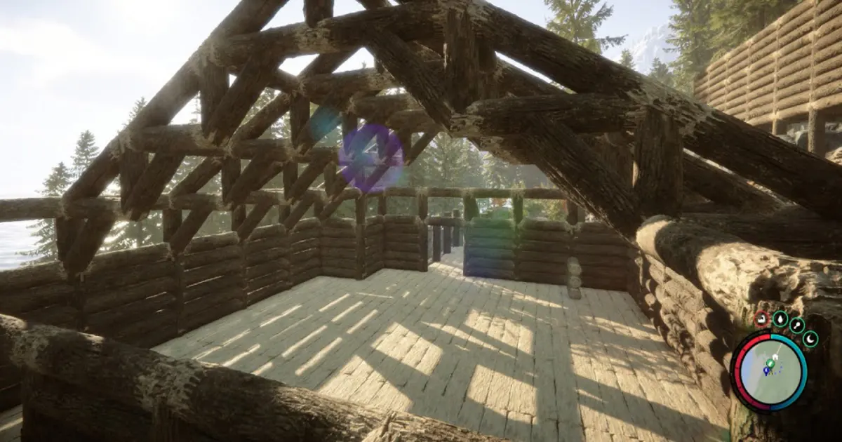 Building a wooden fort in the forest in Sons of the Forest
