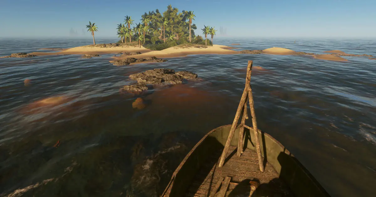 Surviving on a small raft among islands in Stranded Deep