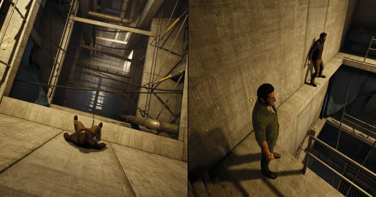 A Way Out cinematic split screen scene