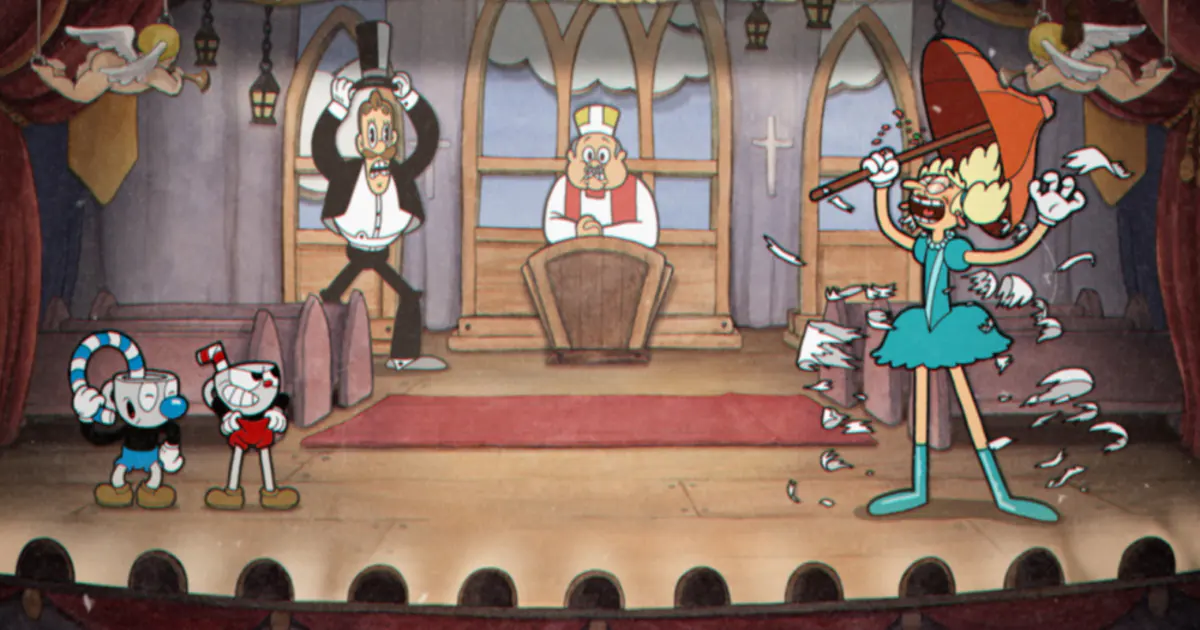 Cuphead shared screen two-player action