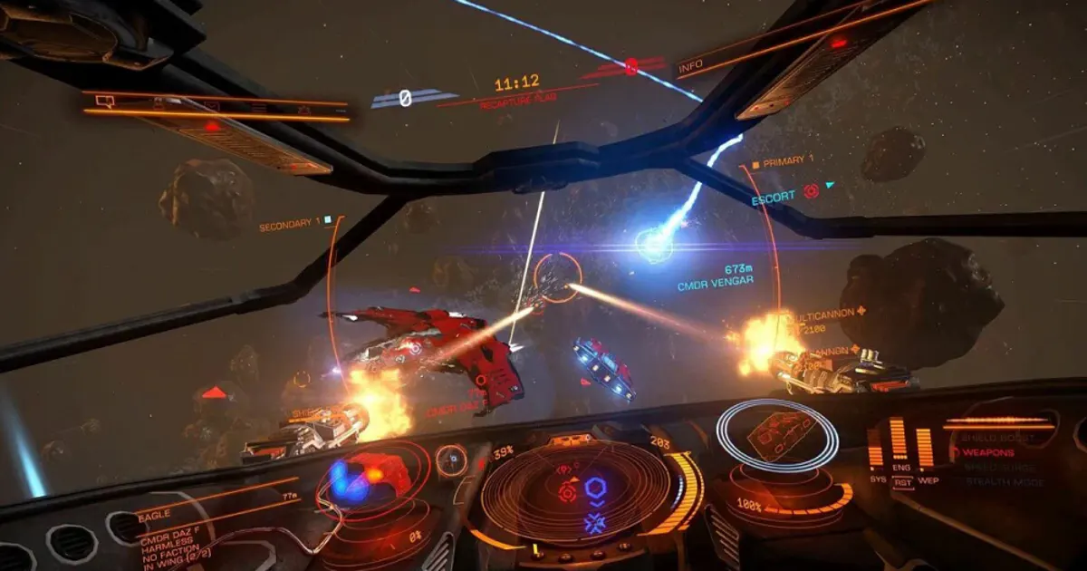 Elite Dangerous: Detailliertes Cockpit-Bild beim Anflug auf einen Planeten