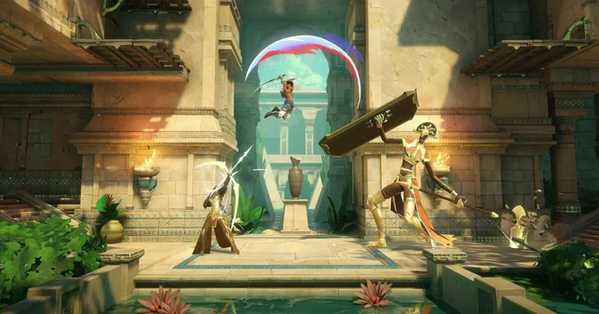 Prince of Persia: The Lost Crown oyunundan hızlı platform sahnesi