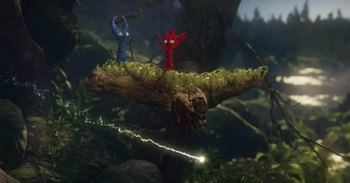 Unravel Two cooperative platformer shared screen