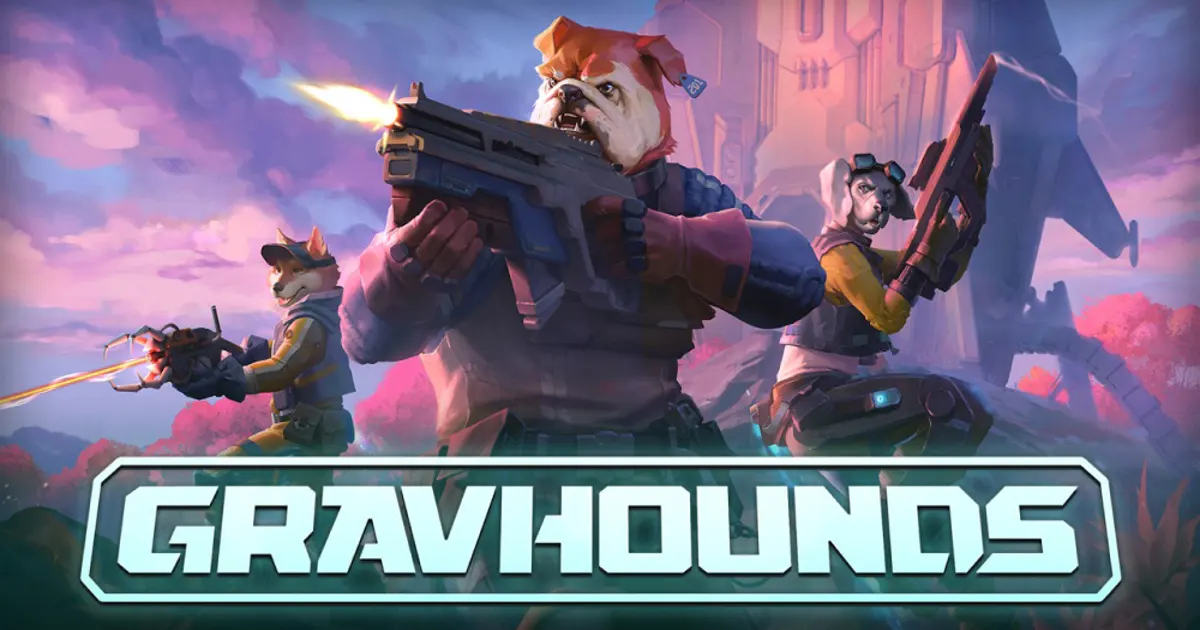 GRAVHOUNDS game screenshot featuring genetically modified dogs exploring an alien planet