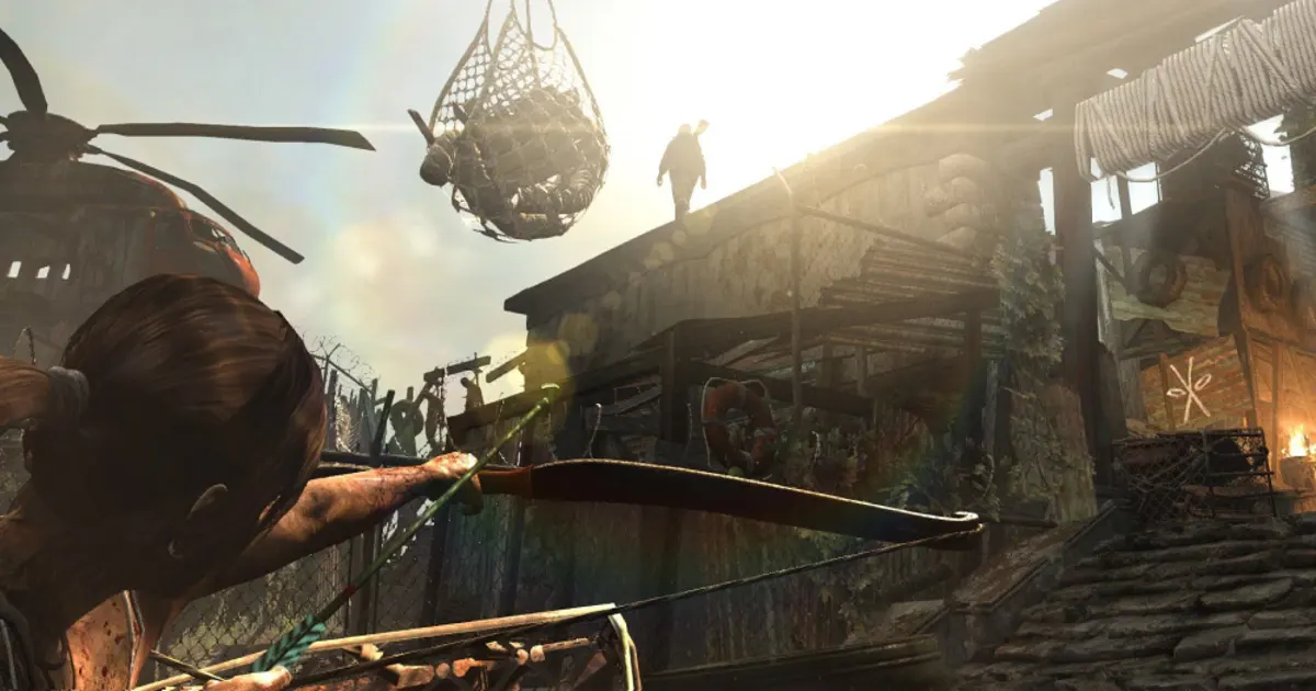 Lara Croft on the island of Yamatai in Tomb Raider (2013)