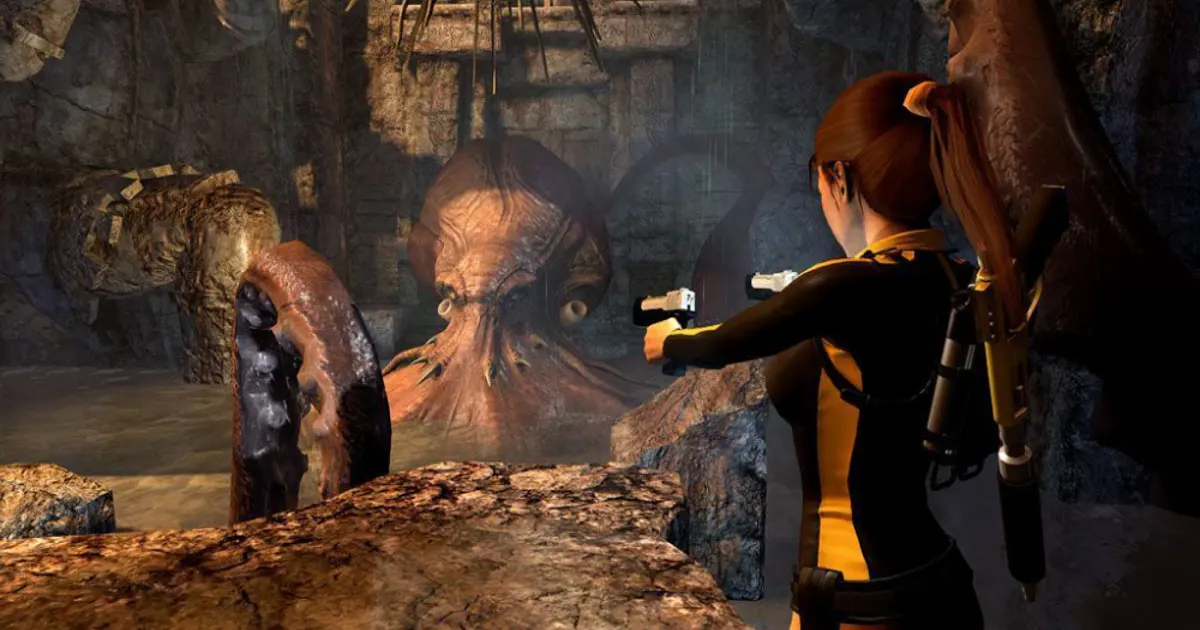 Lara Croft in Scandinavian ruins in Tomb Raider: Underworld